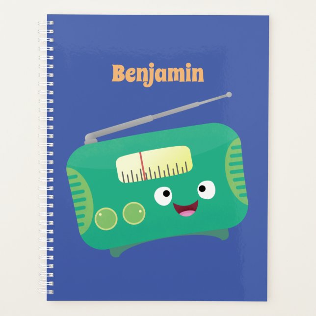 Cute funny happy retro radio cartoon planner (Front)