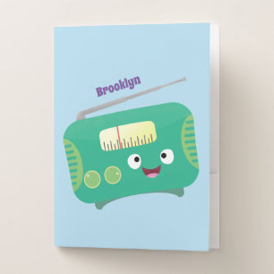 Cute funny happy retro radio cartoon pocket folder