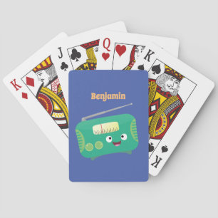 Cute funny happy retro radio cartoon poker cards