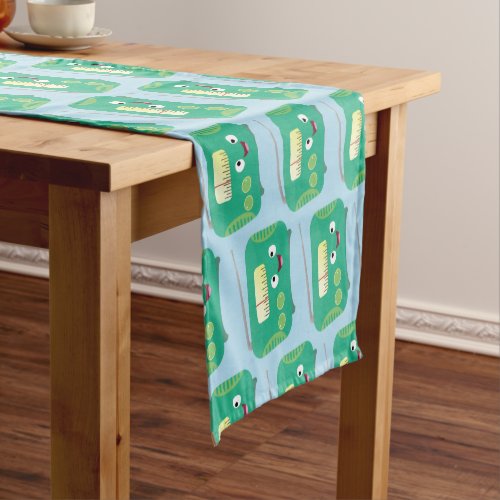 Cute funny happy retro radio cartoon short table runner