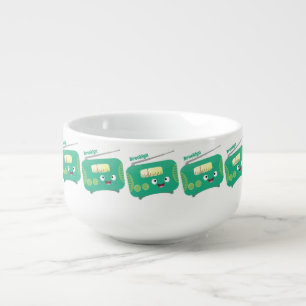 Cute funny happy retro radio cartoon soup mug