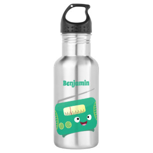 Cute funny happy retro radio cartoon stainless steel water bottle