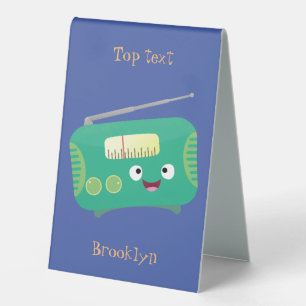 Cute funny happy retro radio cartoon table tent