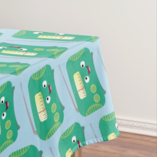 Cute funny happy retro radio cartoon tablecloth