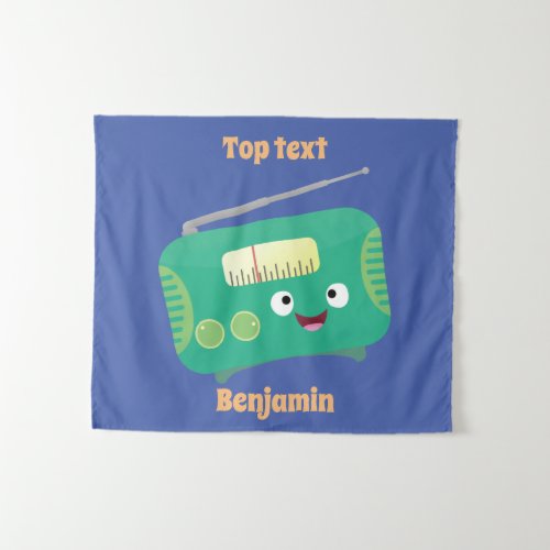 Cute funny happy retro radio cartoon tapestry