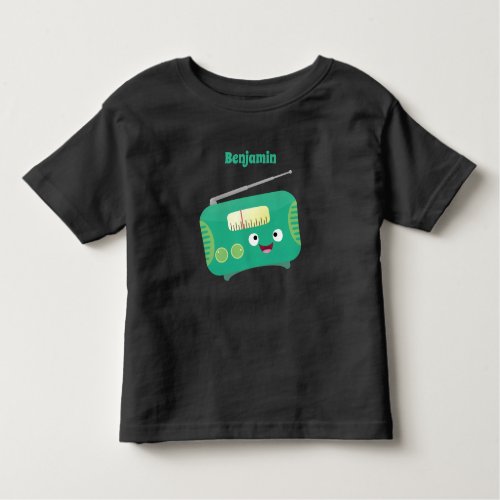 Cute funny happy retro radio cartoon  toddler t_shirt