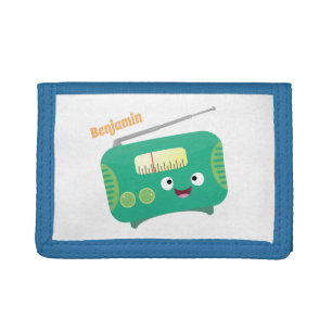 Cute funny happy retro radio cartoon trifold wallet