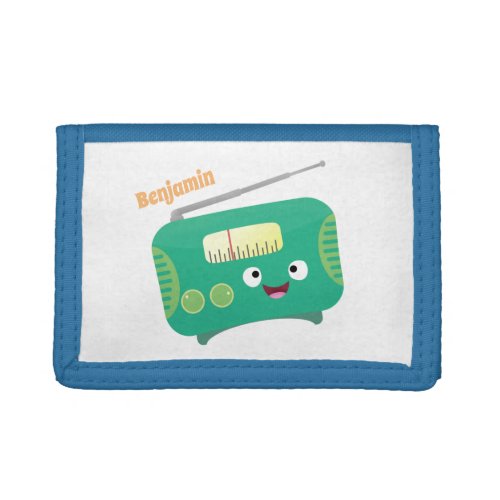 Cute funny happy retro radio cartoon trifold wallet