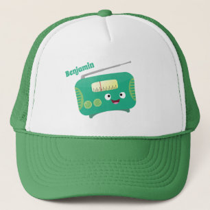 Cute funny happy retro radio cartoon trucker hat