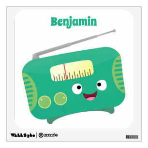 Cute funny happy retro radio cartoon wall decal