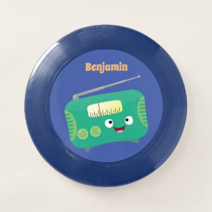 Cute funny happy retro radio cartoon Wham-O frisbee