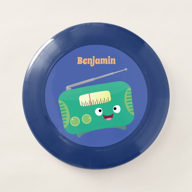 Cute funny happy retro radio cartoon  Wham-O frisbee (Front)