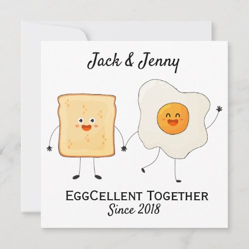Cute Funny Happy Toast Eggcelent Together      