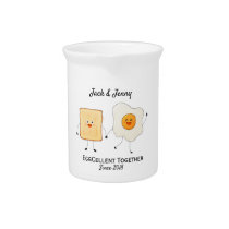 Cute Funny Happy Toast Eggcelent Together     Beverage Pitcher