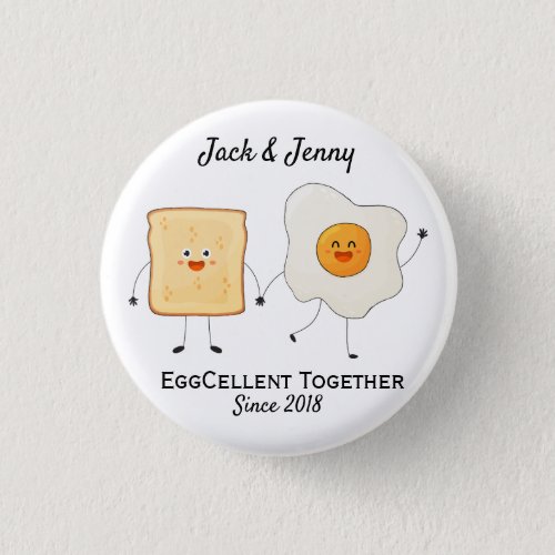 Cute Funny Happy Toast Eggcelent Together      Button