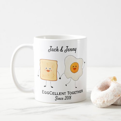 Cute Funny Happy Toast Eggcelent Together     Coffee Mug
