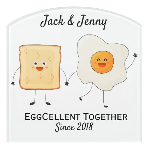 Cute Funny Happy Toast Eggcelent Together     Door Sign