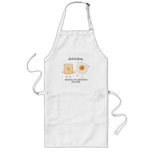 Cute Funny Happy Toast Eggcelent Together Long Apron