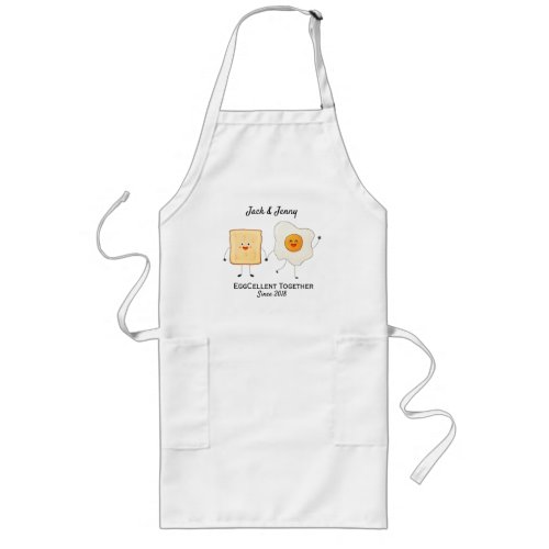 Cute Funny Happy Toast Eggcelent Together     Long Apron