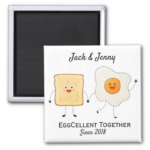Cute Funny Happy Toast Eggcelent Together       Magnet