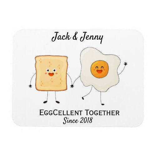 Cute Funny Happy Toast Eggcelent Together       Magnet