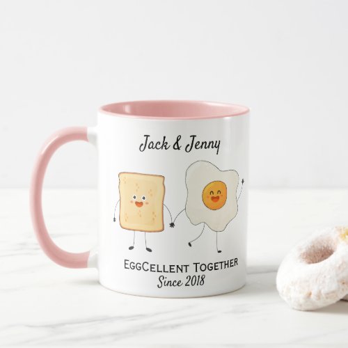 Cute Funny Happy Toast Eggcelent Together      Mug