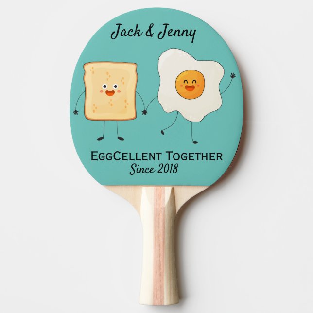 Cute Funny Happy Toast Eggcelent Together      Ping Pong Paddle (Front)