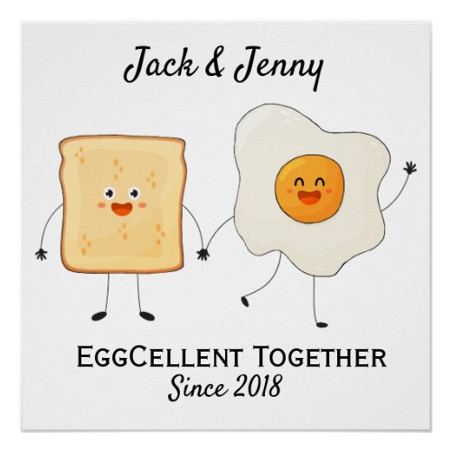 Cute Funny Happy Toast Eggcelent Together     Poster