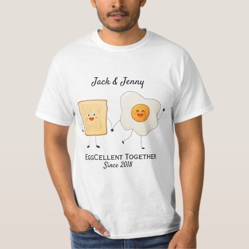 Cute Funny Happy Toast Eggcelent Together       T_Shirt