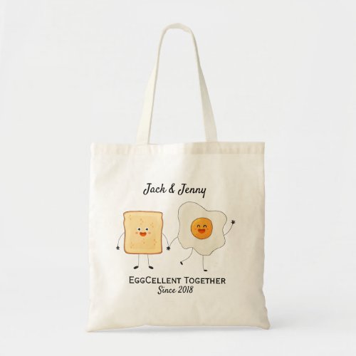 Cute Funny Happy Toast Eggcelent Together      Tote Bag