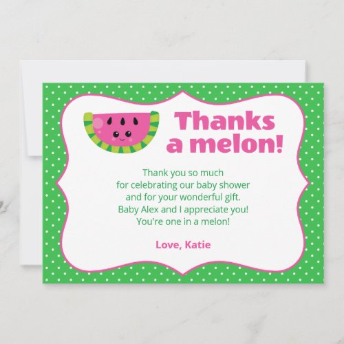 Cute Funny Happy Watermelon Thanks A Melon Thank You Card