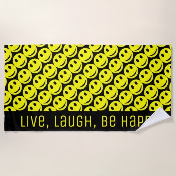 Cute Funny Happy Yellow Smiling Faces Beach Towel by YourSparklingShop at Zazzle