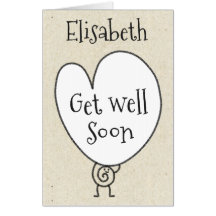 Cute Funny Heart Character Add Name Get Well Soon