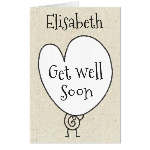  Cute Funny Heart Character Add Name Get Well Soon Card