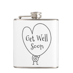 Cute Funny Heart Uplifting Character Get Well Soon Flask