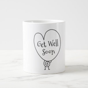 Cute Funny Heart Uplifting Character Get Well Soon Giant Coffee Mug