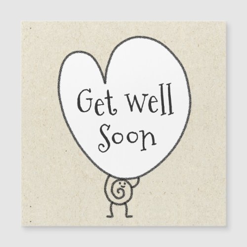 Cute Funny Heart Uplifting Character Get Well Soon Magnetic Invitation