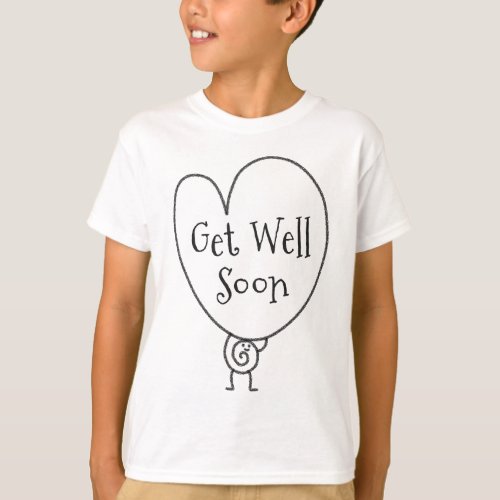 Cute Funny Heart Uplifting Character Get Well Soon T_Shirt