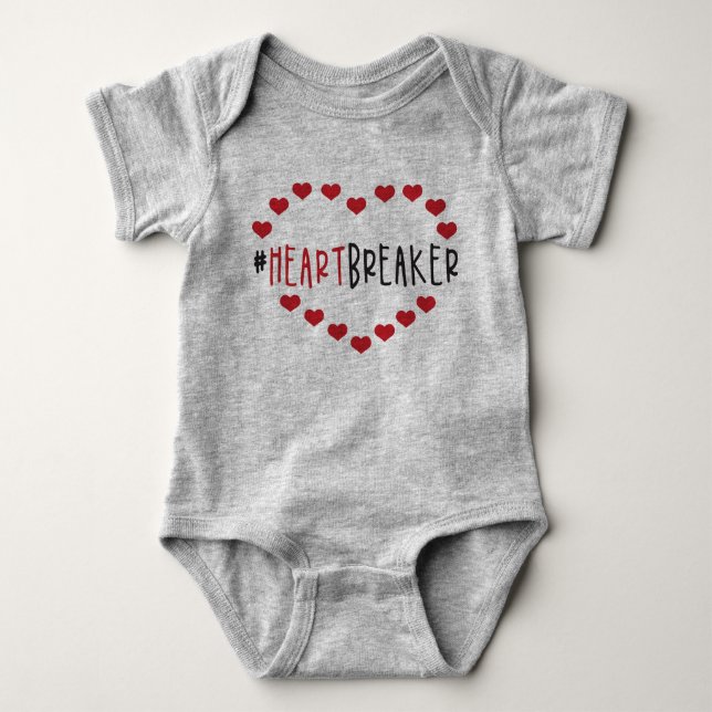 Cute Funny Heartbreaker Valentines Day Baby Bodysuit (Front)