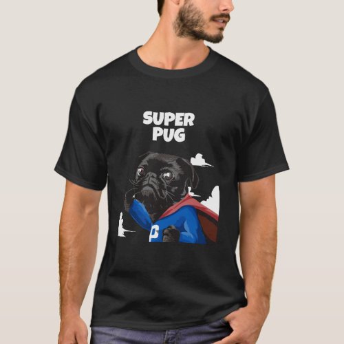 Cute Funny Hero Pug Super Pug T_Shirt