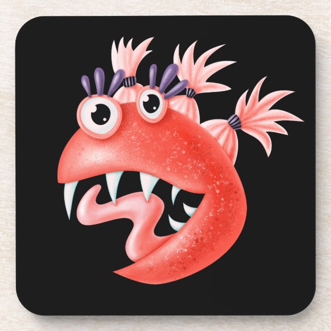 Cute Funny Hilarious Weird Monster Beverage Coaster (Front)