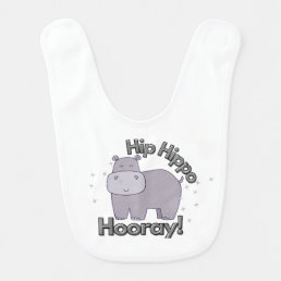 Cute, Funny Hip Hippo Hooray Baby Bib