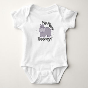 Cute, Funny "Hip Hippo Hooray" Hippopotamus Baby Bodysuit