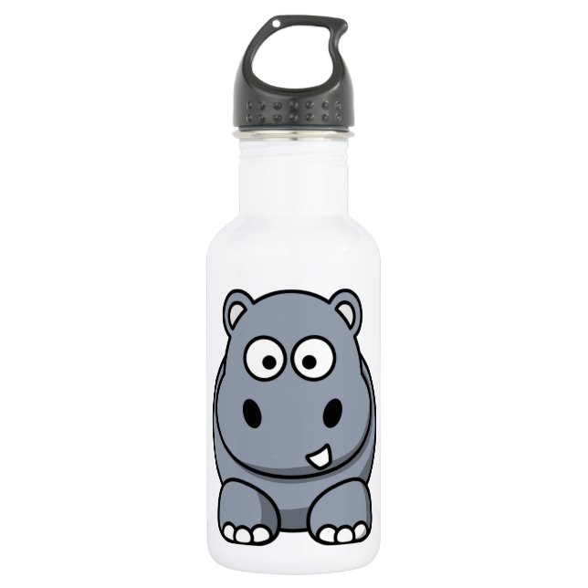 Cute Funny Hippo Stainless Steel Water Bottle (Front)
