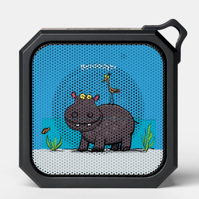 Cute funny hippopotamus with bird cartoon bluetooth speaker (Front)