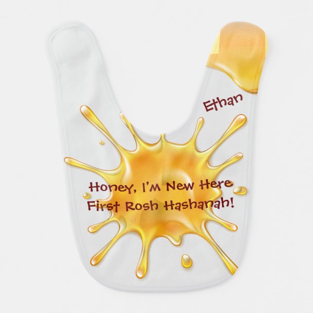 Cute Funny Honey Toddlers First Rosh Hashanah  Baby Bib (Front)