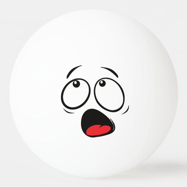 Cute Funny Horrified Emoji. Emoticon. Ping-Pong Ball (Front)