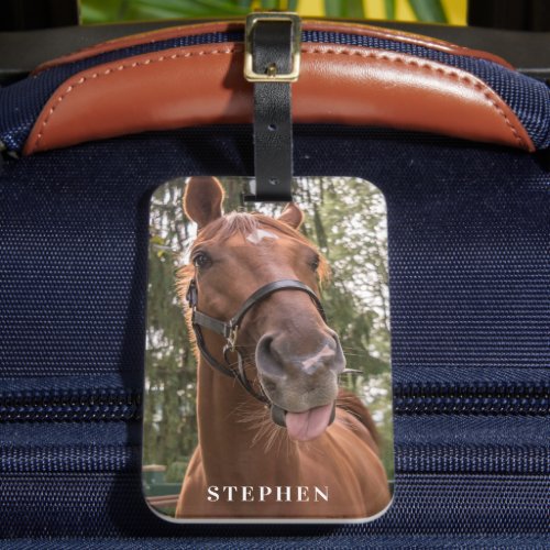 Cute Funny Horse Photograph  Luggage Tag