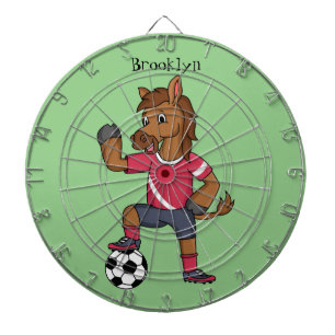 Cute funny horse playing soccer cartoon dart board
