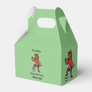Cute funny horse playing soccer cartoon favor boxes